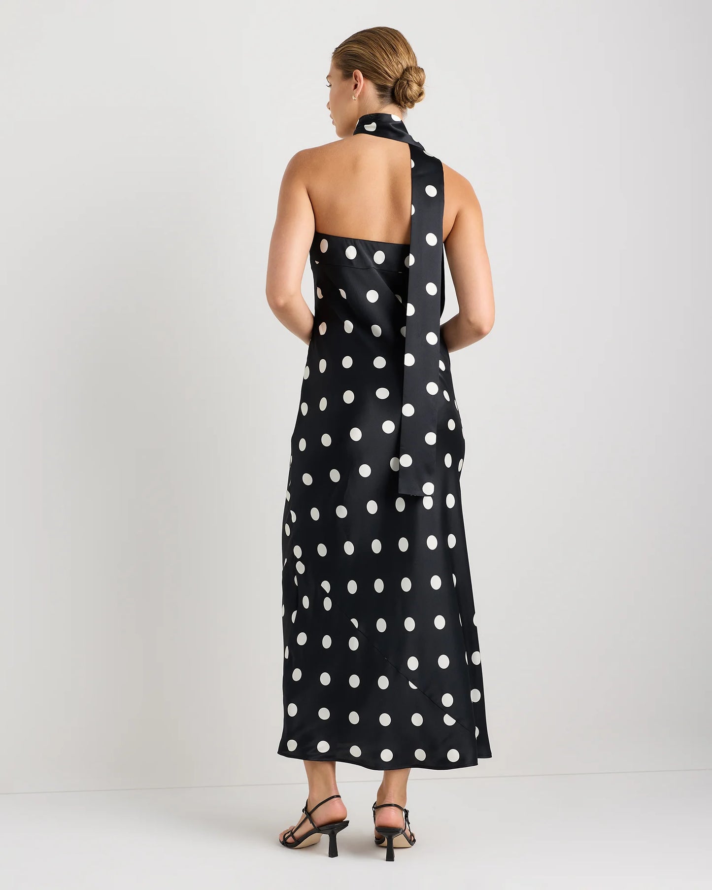 100% Washable Silk Strapless Scarf Maxi Dress - XS / Black