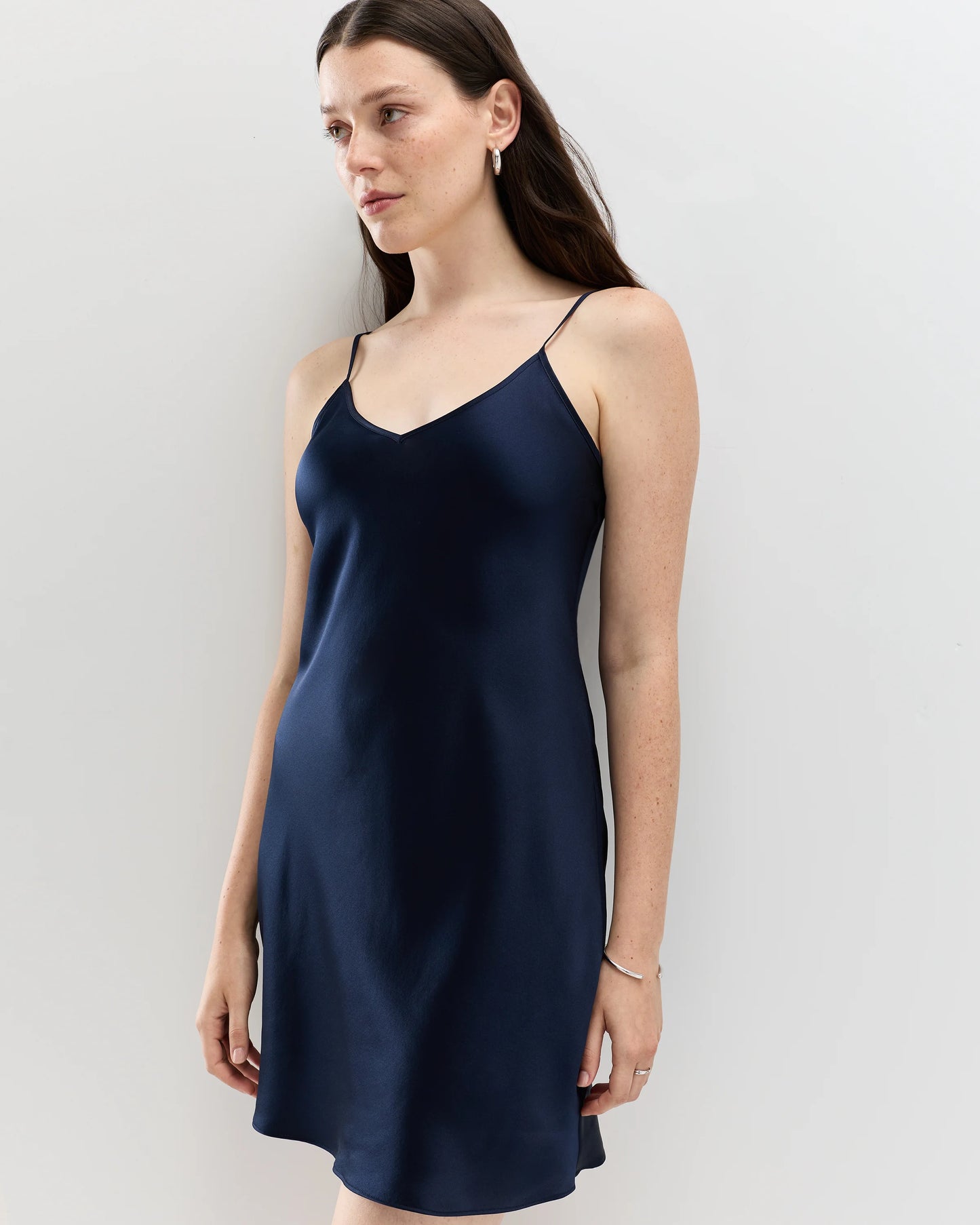 100% Washable Silk Mini Slip Dress - XS / Moonstone Blue Heirloom Floral
