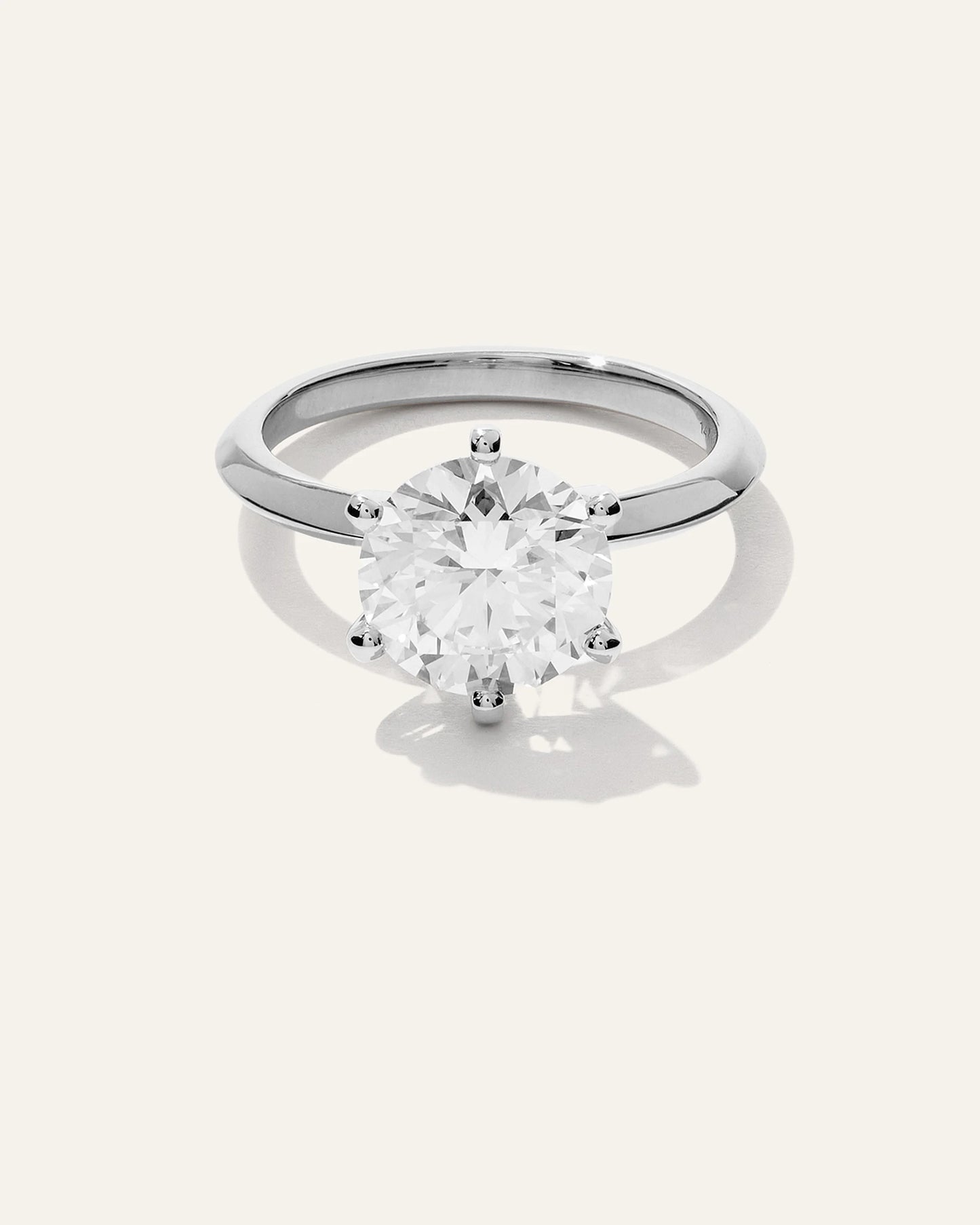 Lab Grown Diamond Round Six Prong Knife Edge Engagement Ring - 3ct - 4 / Yellow Gold