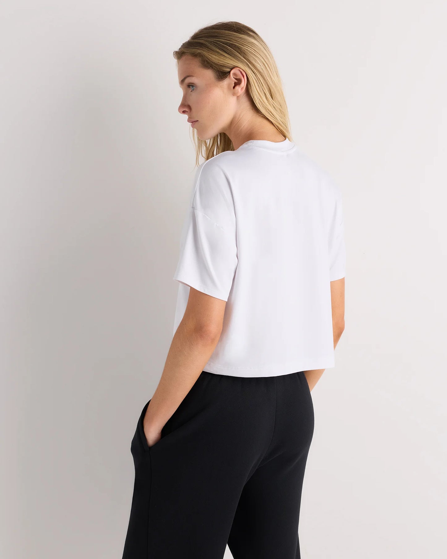Flowknit Breeze Boxy Cropped Tee - XS / Heather Deep Navy