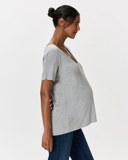 Bamboo Jersey Maternity Dolman Sleeve Tee (2-pack) - XS / White/Grey