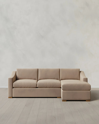 Hollis Slope Arm Chaise Sectional in Performance Velvet - 104" Right Arm / Spruce