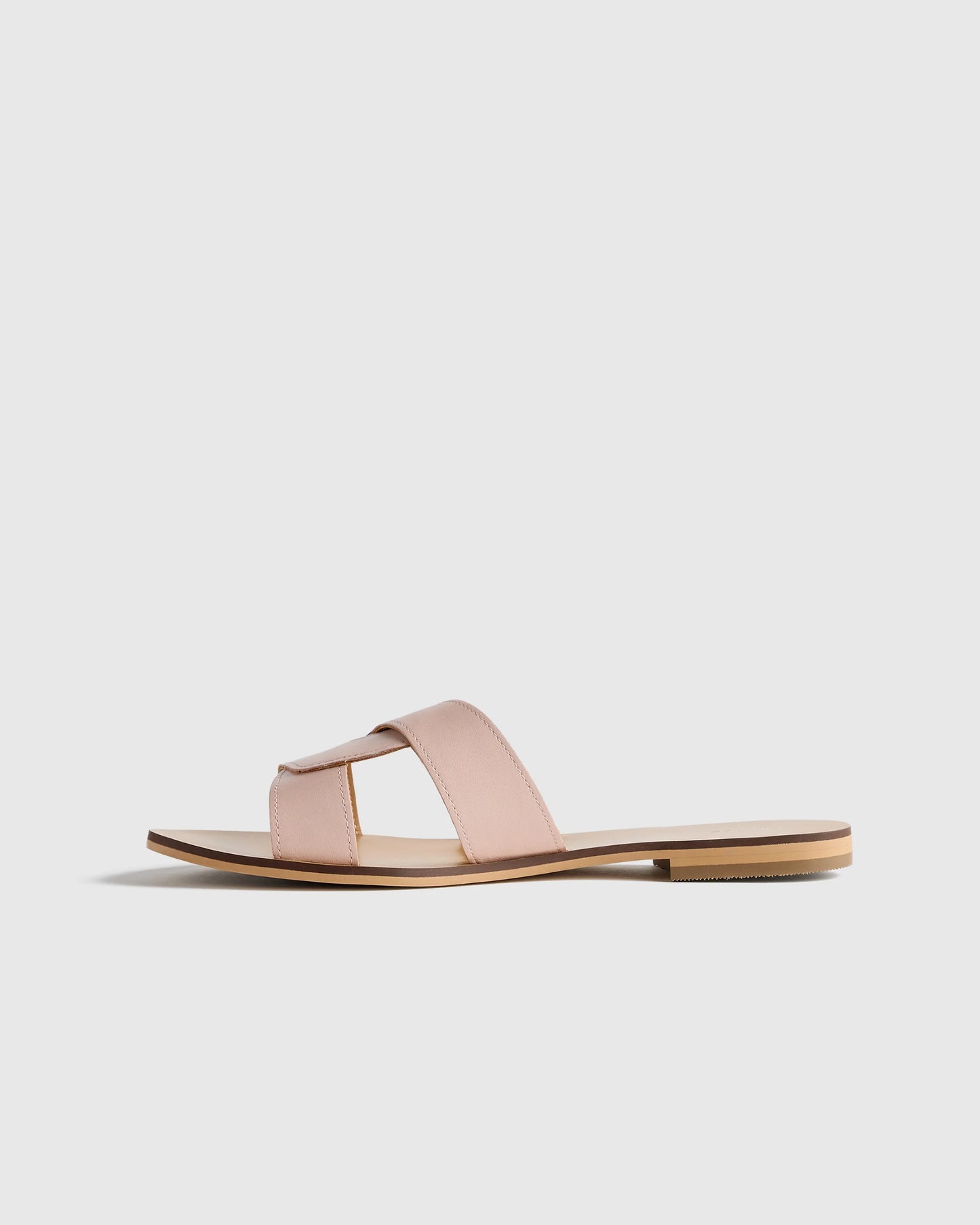 Italian Leather Cutout Slide Sandal - 5 / Shell Pink