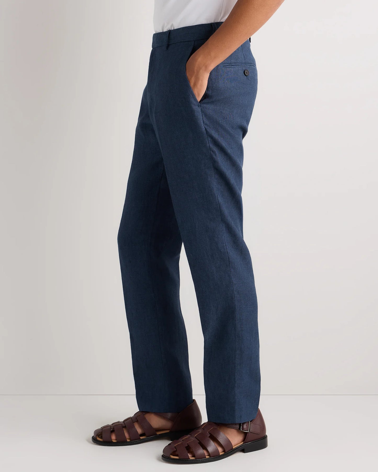 100% European Linen Tailored Dress Pants - 30X30 / Washed Navy