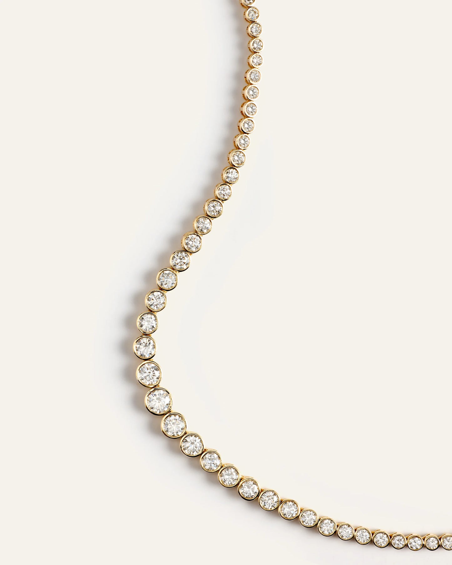 14K Gold Lab Grown Diamond Bezel Set Graduated Tennis Necklace - 7ctw - One Size / Yellow Gold