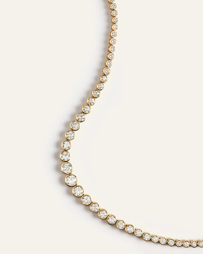 14K Gold Lab Grown Diamond Bezel Set Graduated Tennis Necklace - 7ctw - One Size / Yellow Gold