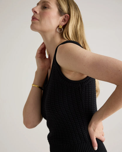 100% Organic Cotton Waffle Cropped Sweater Tank - XS / Heather Dove Grey