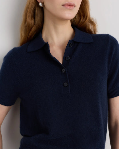 Mongolian Cashmere Short Sleeve Polo - XS / Oatmeal