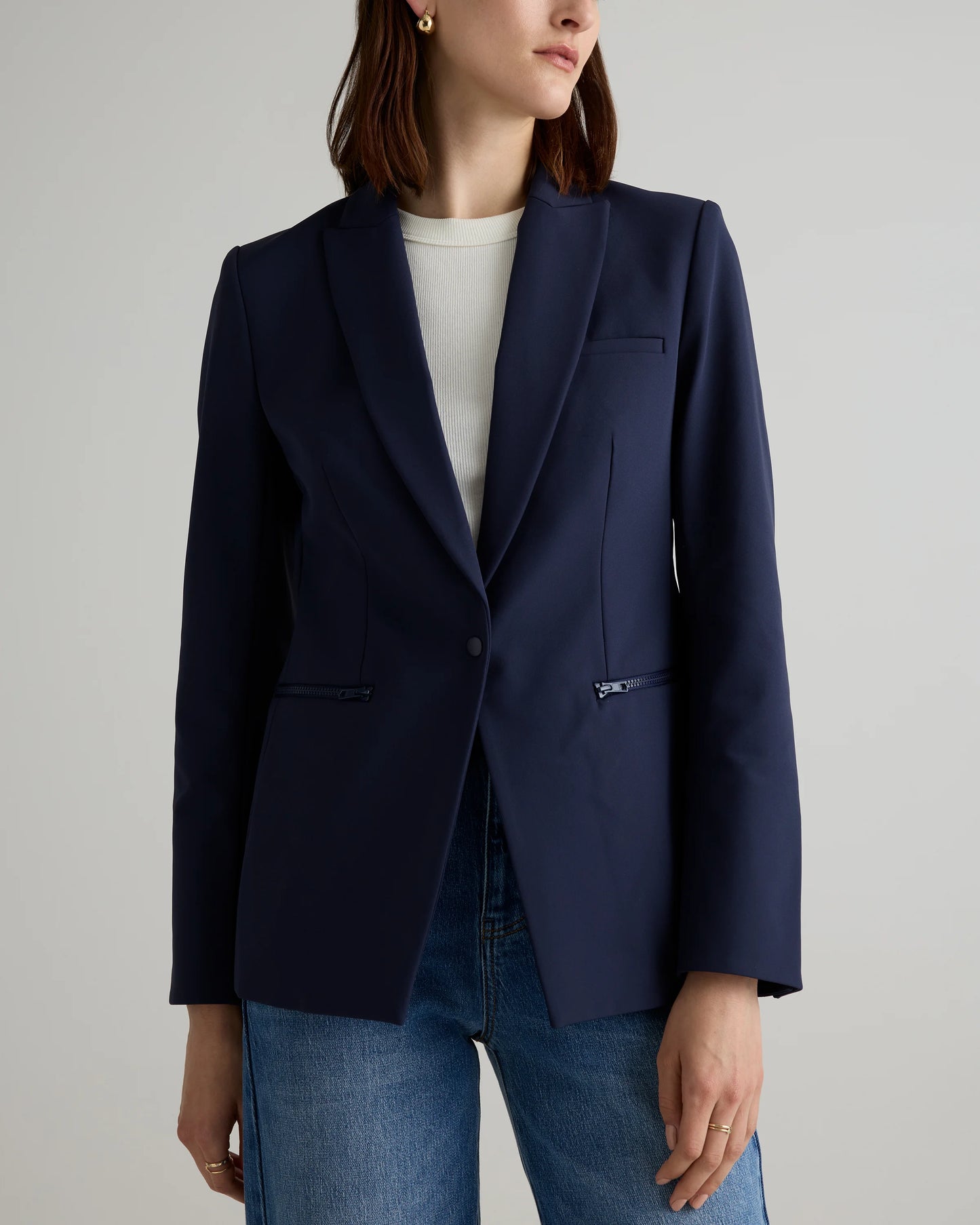 Scuba Single-Breasted Convertible Blazer - XS / True Black