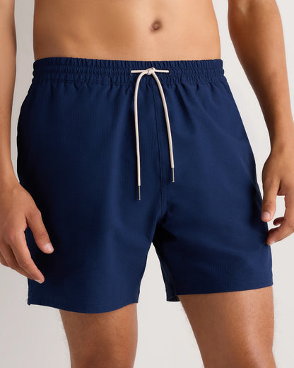 Seersucker Swim Trunks - 5.5" - S / Navy Seersucker