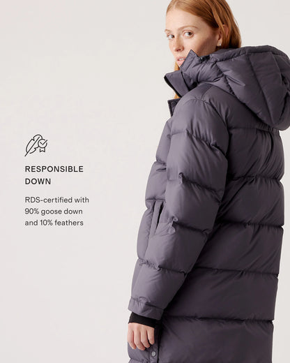 Responsible Down Long Puffer Jacket - XS / Black