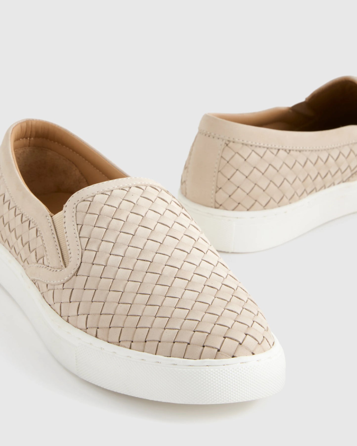 100% Handwoven Leather Slip On Sneaker - 5 / Almond