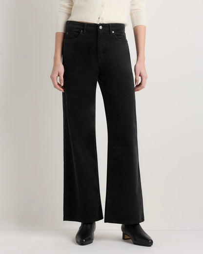 Organic Stretch Corduroy Wide Leg Pants - 0 / Black