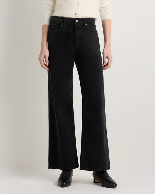 Organic Stretch Corduroy Wide Leg Pants - 0 / Black