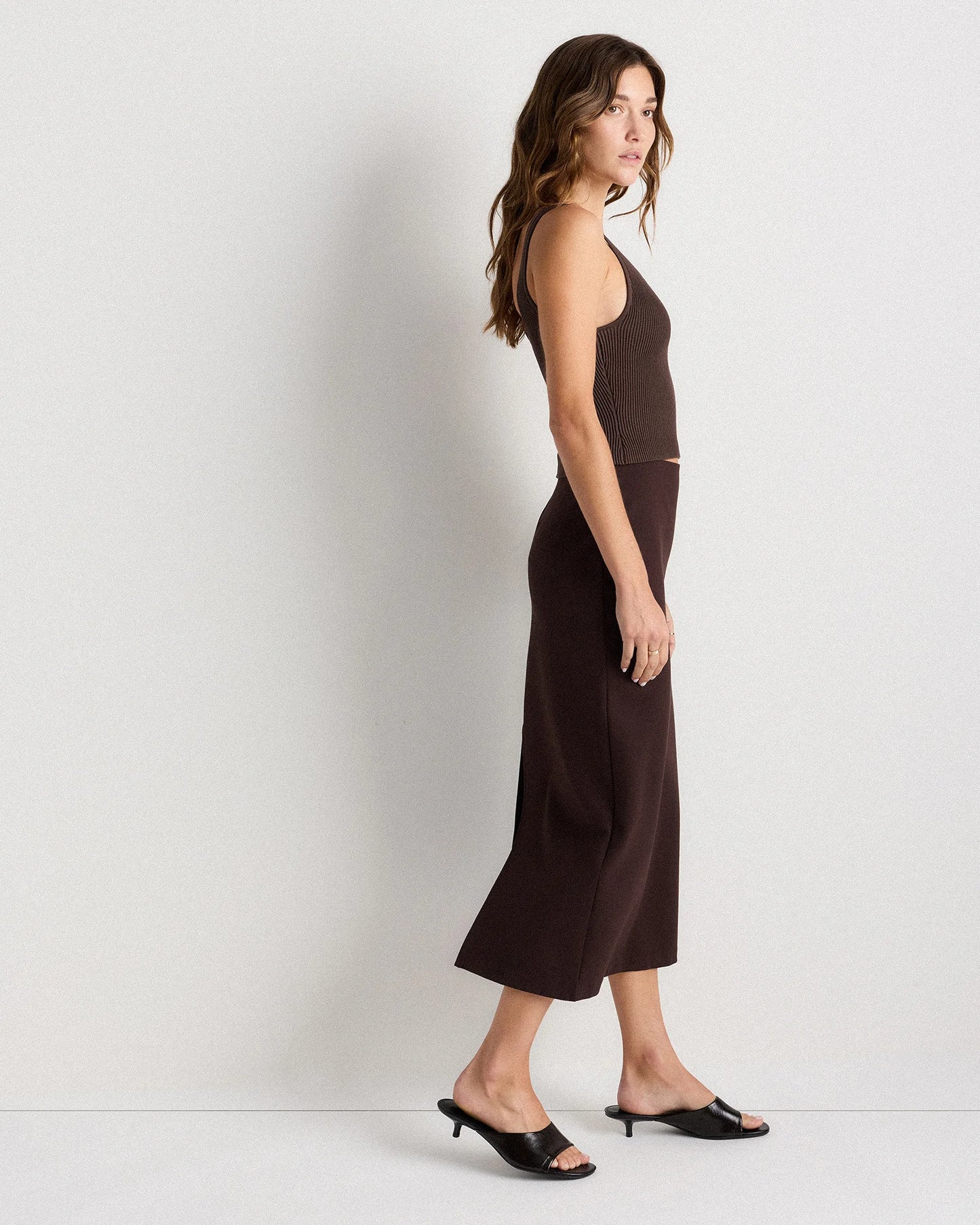Ultra-Stretch Ponte Maxi Pencil Skirt - XS / Navy