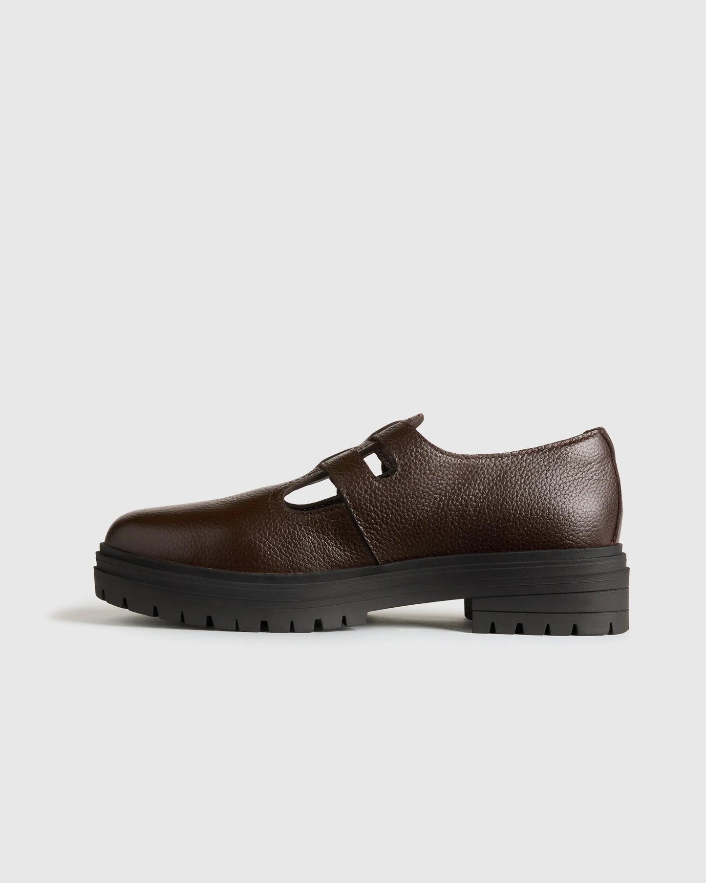 Italian Leather Lug Sole Mary Jane - 5 / Black