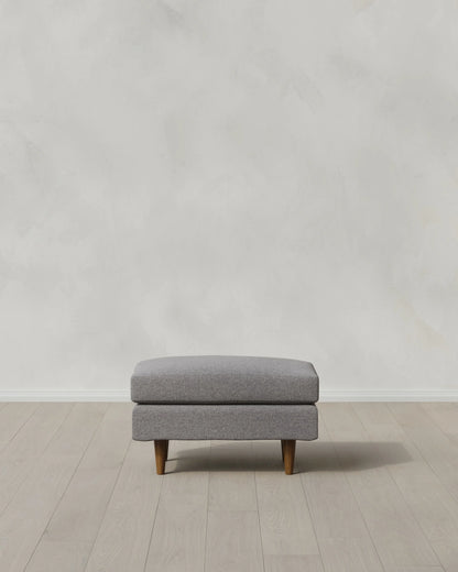 Atlas Midcentury Ottoman in Performance Basketweave - 31.5" / Navy