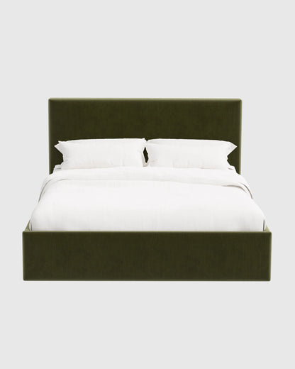 Square Bed in Performance Velvet - Full / Chocolate