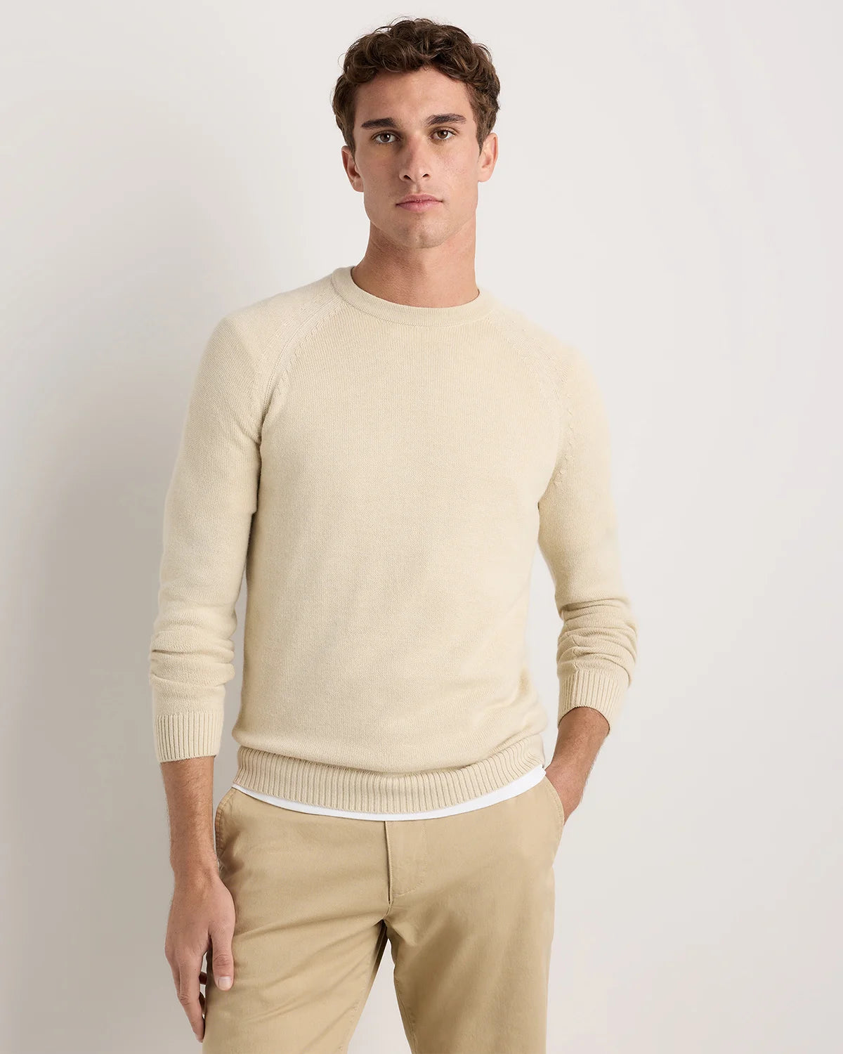 Alpaca-Wool Crewneck Sweater - S / Natural