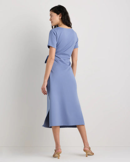 Stretch Cotton Jersey Side Tie Midi Dress - XS / Spiced Orange