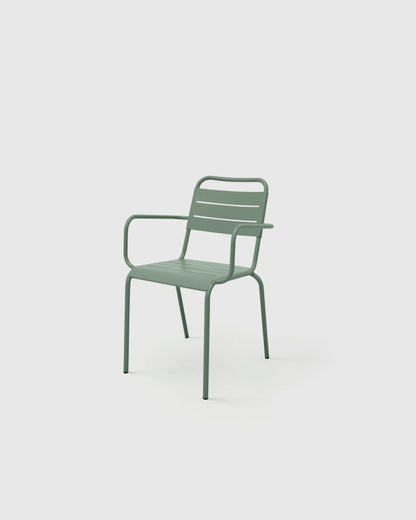 Powder-Coated Aluminum Outdoor Stacking Armchair (Set of 2) - Set of 2 / Sage Green