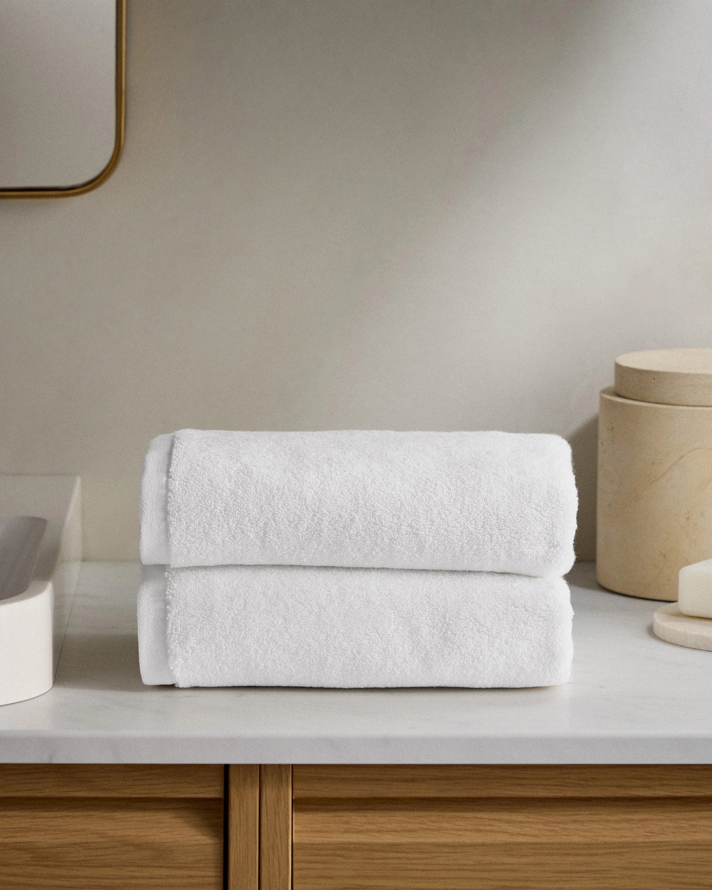 Plush Organic Turkish Cotton Hand Towel (Set of 2) - One Size / White