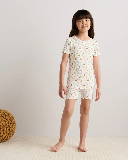Bamboo Short Sleeve and Shorts Pajama Set - 6 / Lavender Hearts