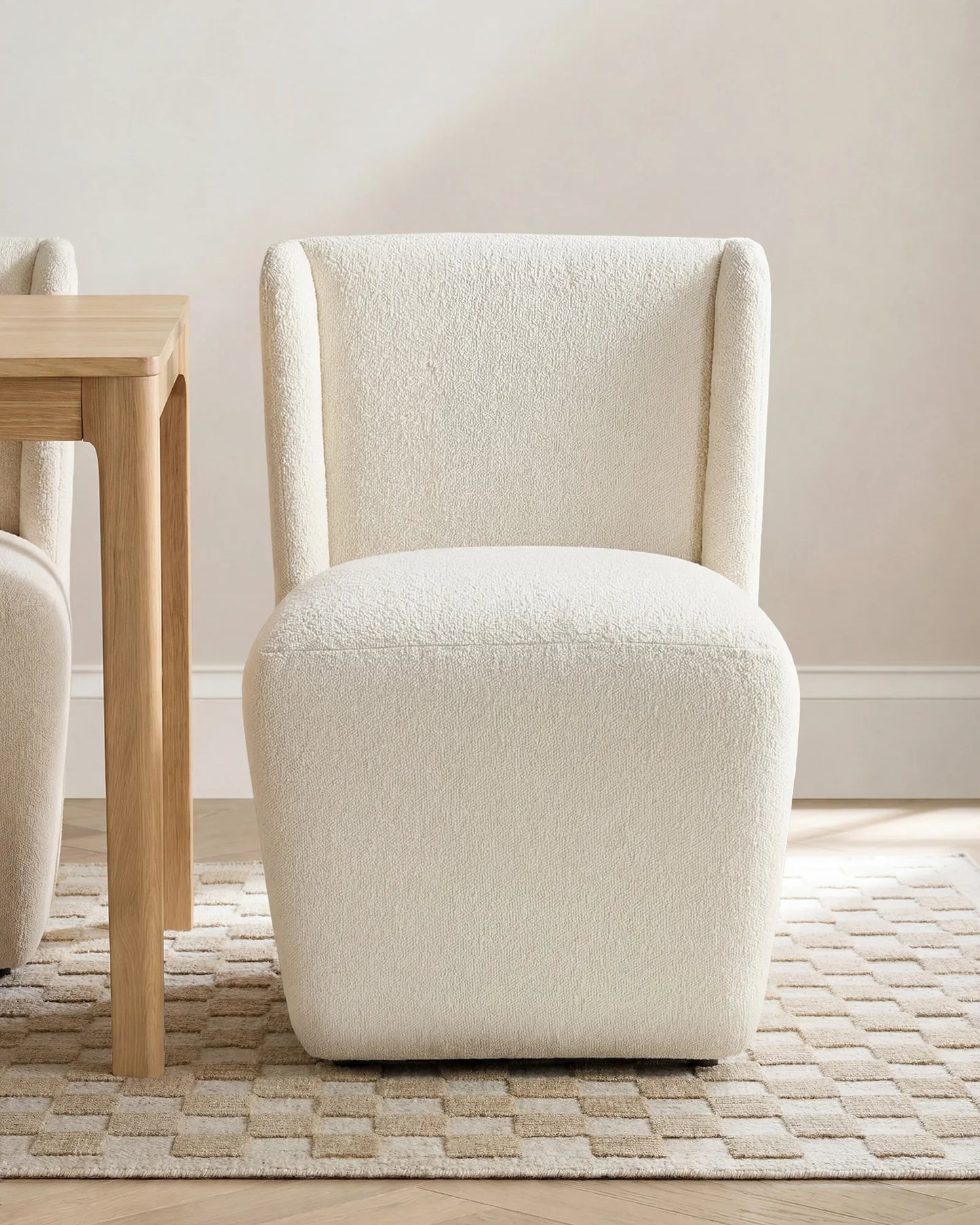 Performance Boucle Shelter Back Dining Chair - One Size / Ivory
