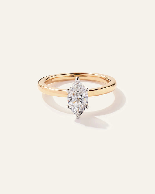 Lab Grown Diamond Marquise Comfort Fit Engagement Ring - 1ct - 4 / Yellow Gold