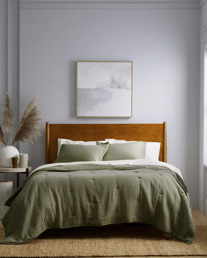 Organic Cotton Gauze Dream Quilt - Twin / Dried Sage