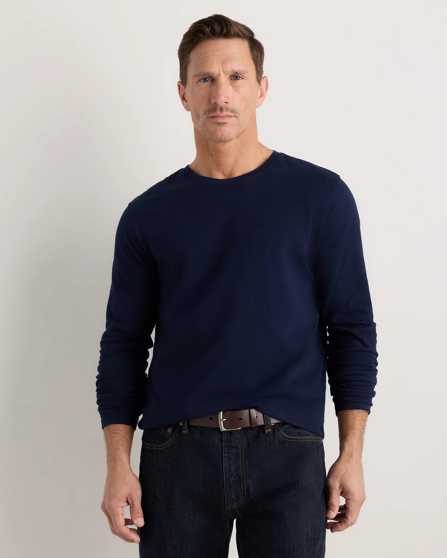 100% Organic Cotton Slub Long Sleeve Tee - S / Classic White