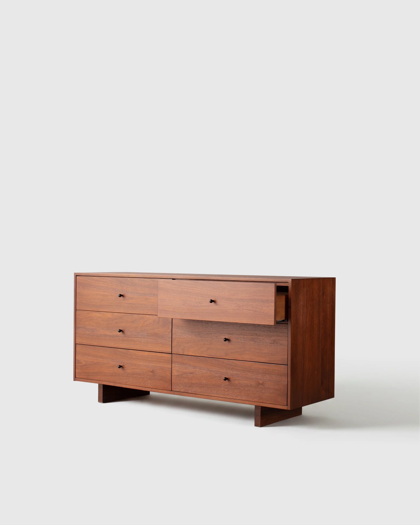 Solid Wood Platform 6-Drawer Dresser - One Size / Walnut Brown