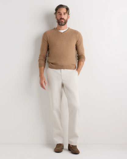 Mongolian Cashmere V-Neck Sweater - S / Oatmeal