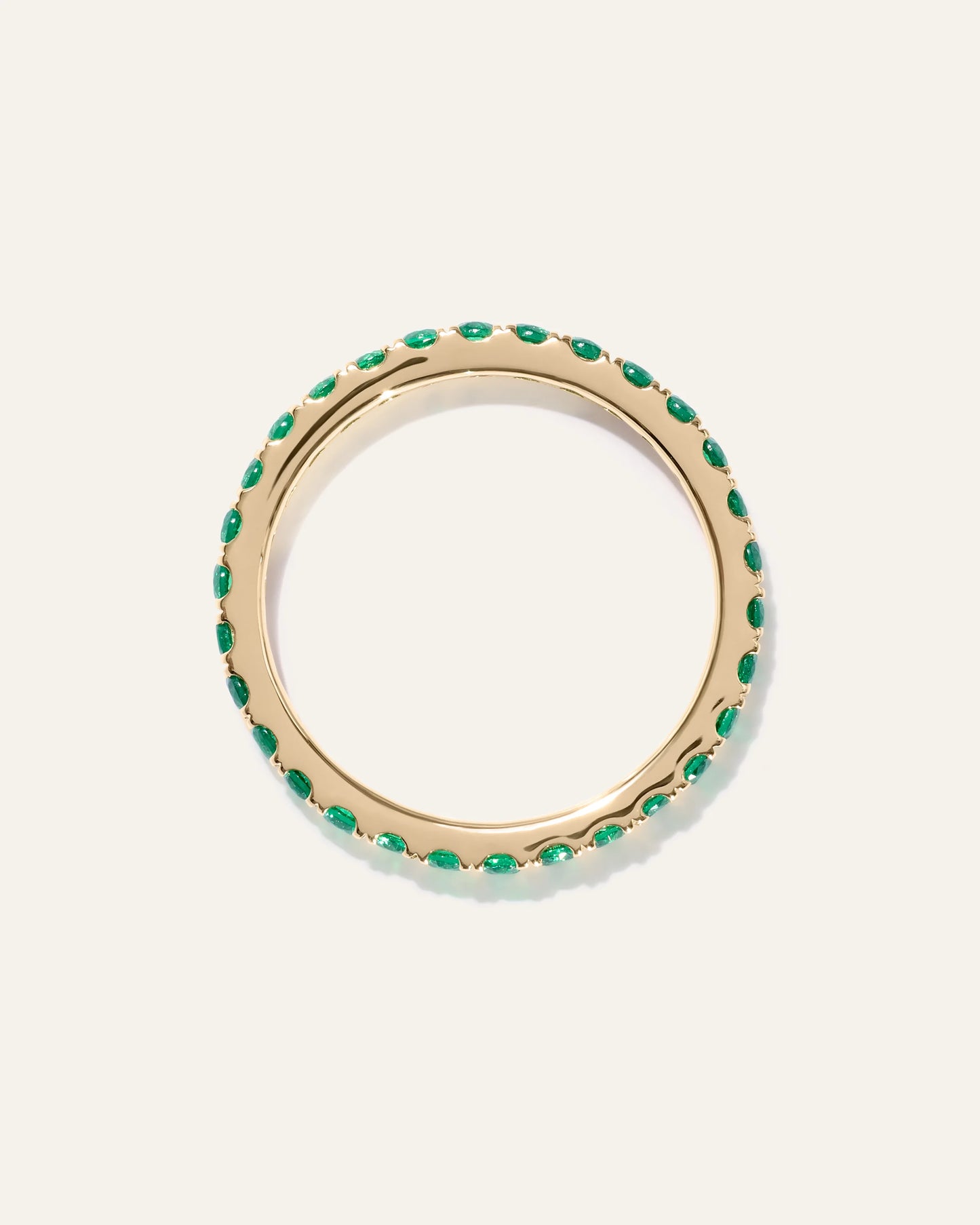 14K Gold Gemstone Pave Eternity Band - 5 / Lab Created Emerald