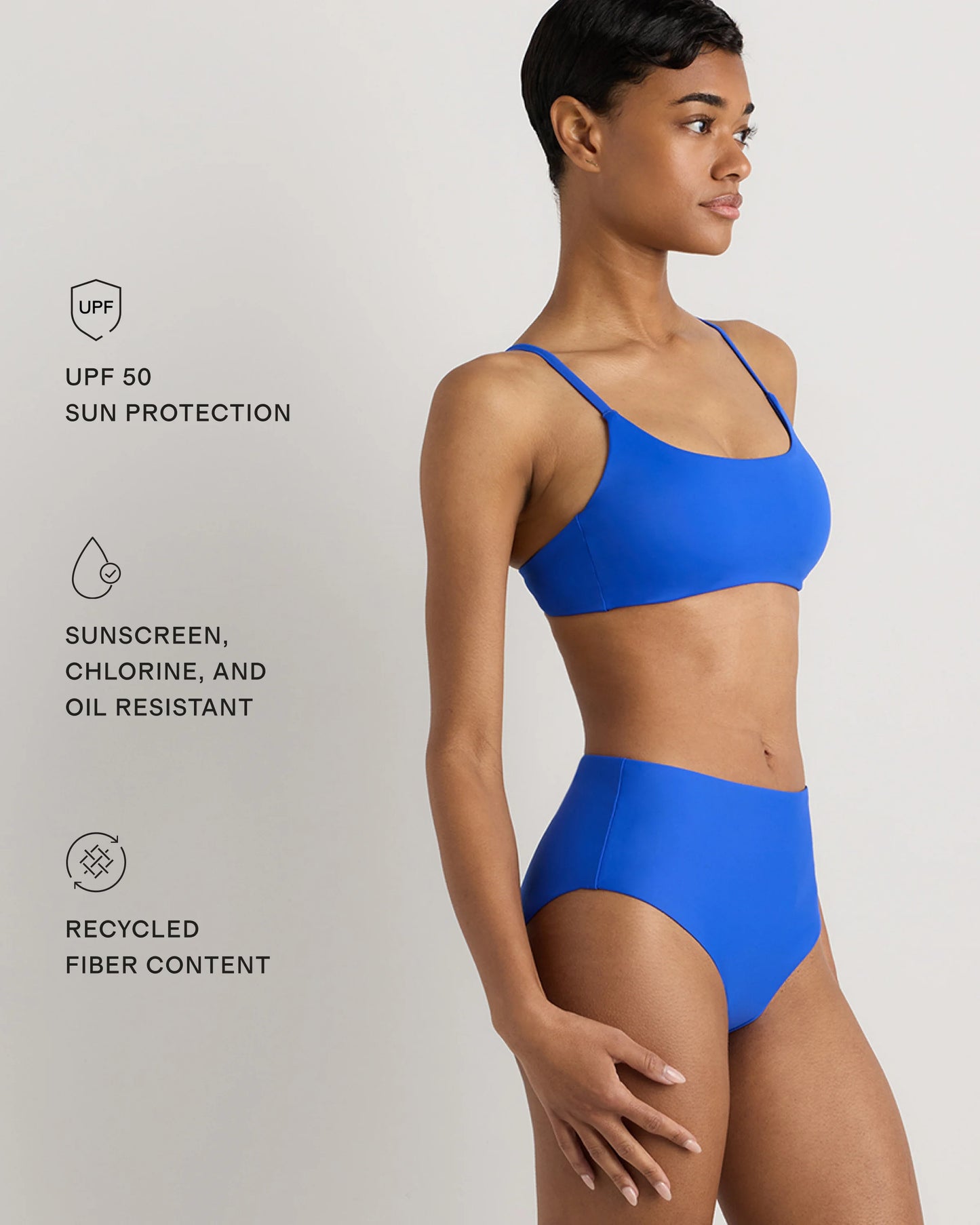 Italian Scoop Neck Bikini Top - XS / Electric Blue Floral