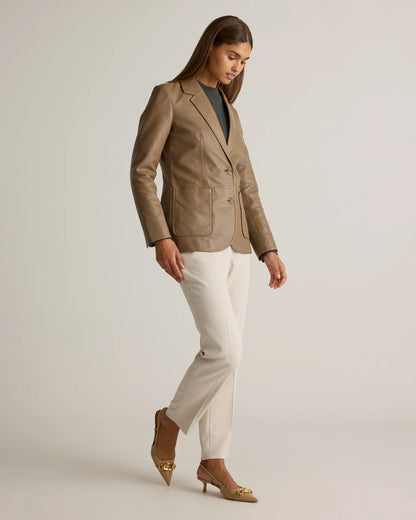 100% Leather Blazer - XS / Rich Brown