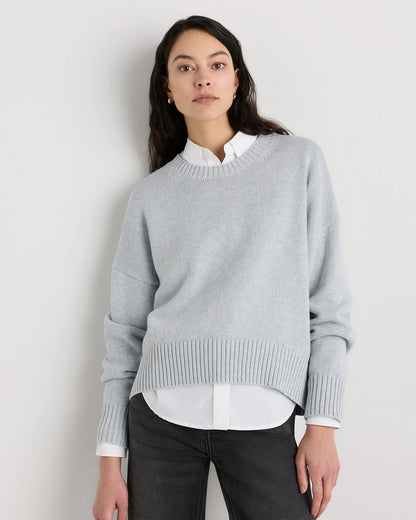 100% Organic Cotton Boyfriend Crew Sweater - XS / Speckled Beige