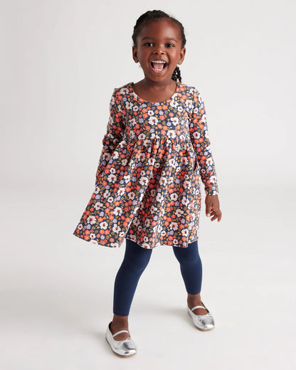 Organic Cotton Long Sleeve Skater Dress - 2T / Red Poppy Garden