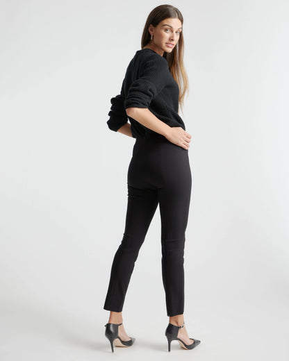 Ultra-Stretch Ponte Pintuck Ankle Pants - XS / Black