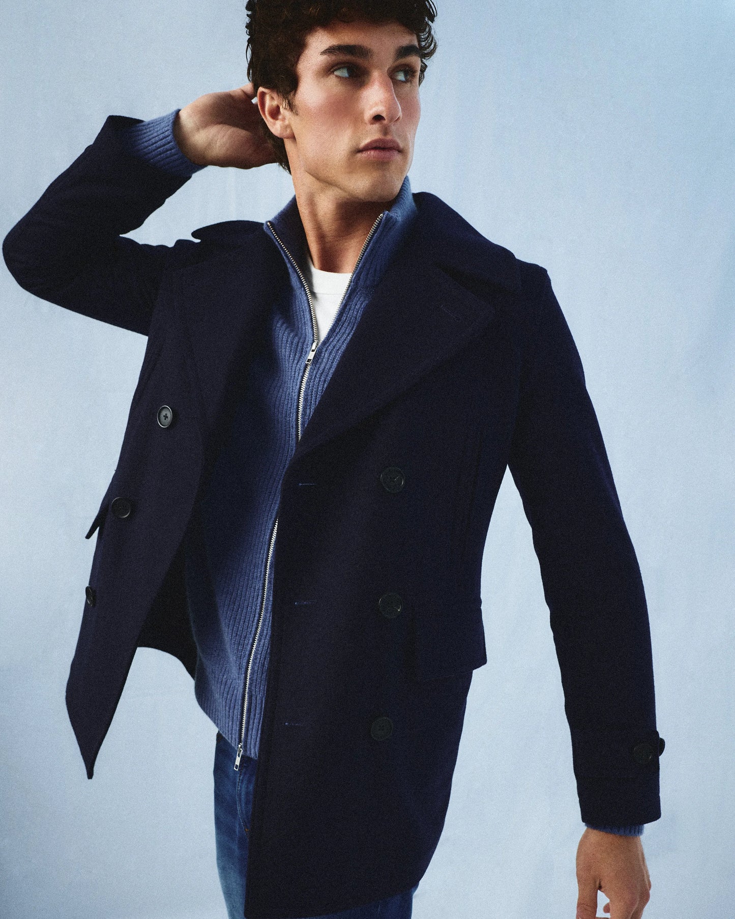Italian Wool Peacoat - S / Cadet Blue