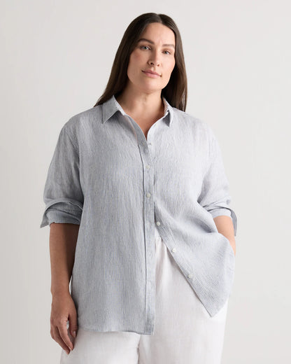100% European Linen Long Sleeve Shirt - 1X / Flax