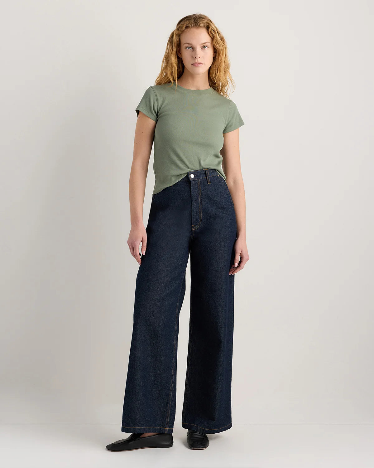 Organic Cotton Micro-Rib Crewneck Tee - XS / Heather Oatmeal