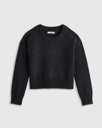 100% Organic Cotton Crewneck Sweater - 6 / Navy/White
