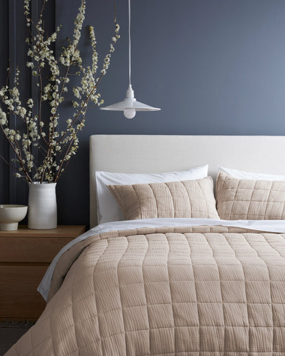 Organic Cotton Gauze Box Quilt Set - Twin / Mineral