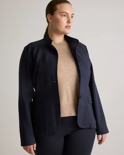 Ultra-Stretch Ponte Stand Collar Blazer - XS / Navy