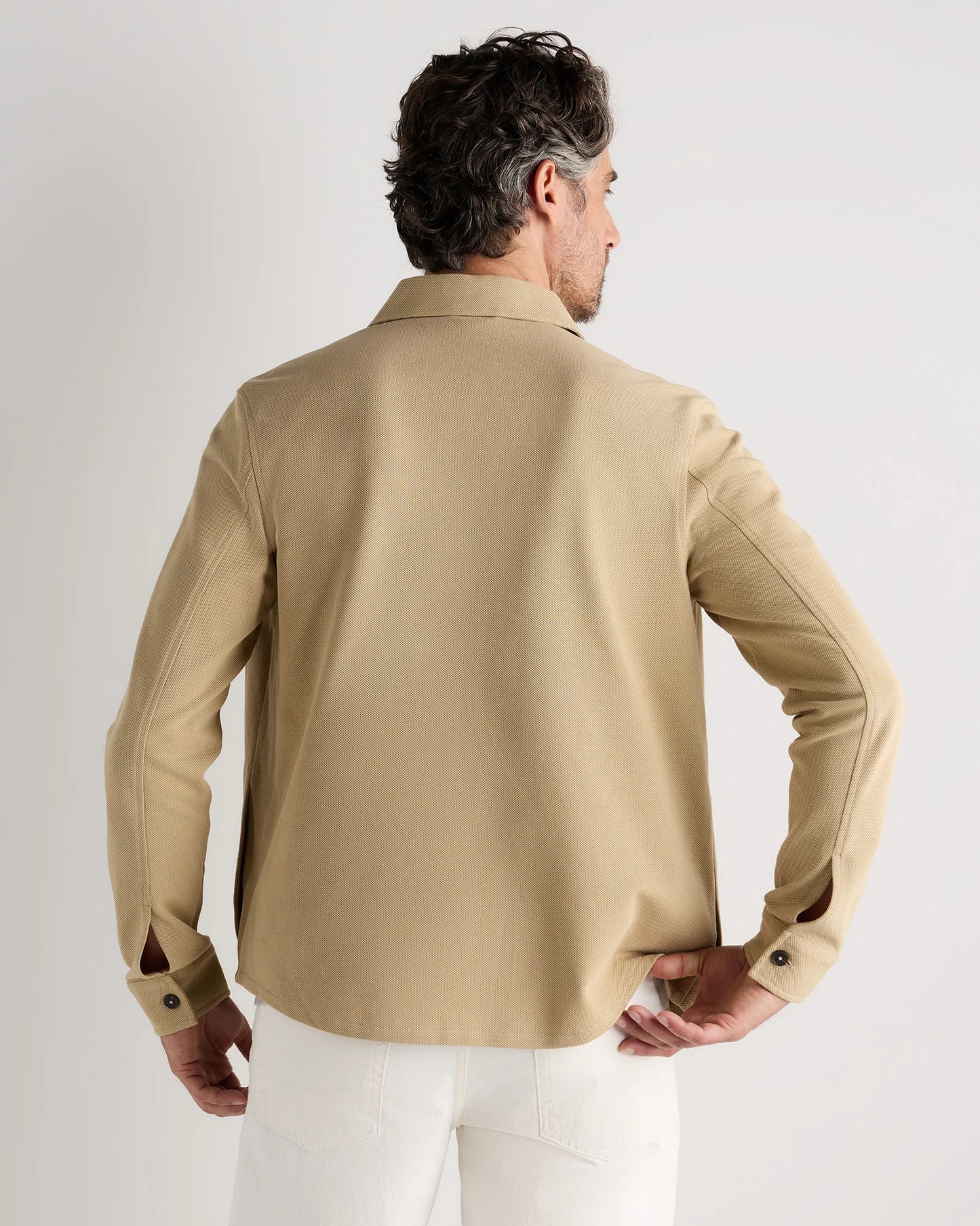 Cotton Pique Knit Overshirt - XS / Heather Charcoal