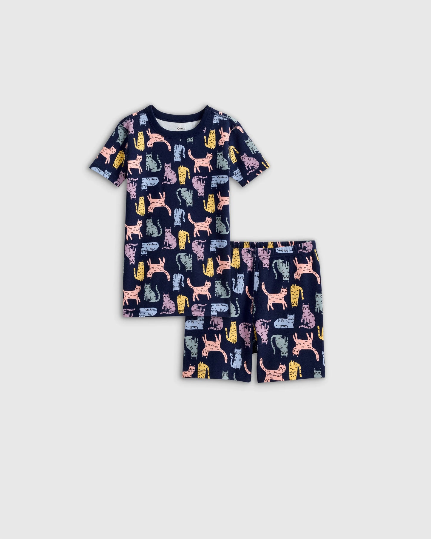 100% Organic Cotton Short Sleeve and Shorts Pajama Set - 2T / Navy Stripe