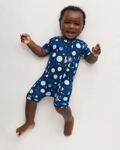 Bamboo Shortie Onesie Pajama - 0-3M / Blue Cars