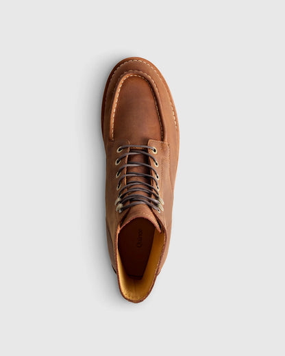 Crafted Leather Moc Toe Boot - 7 / Dark Chocolate