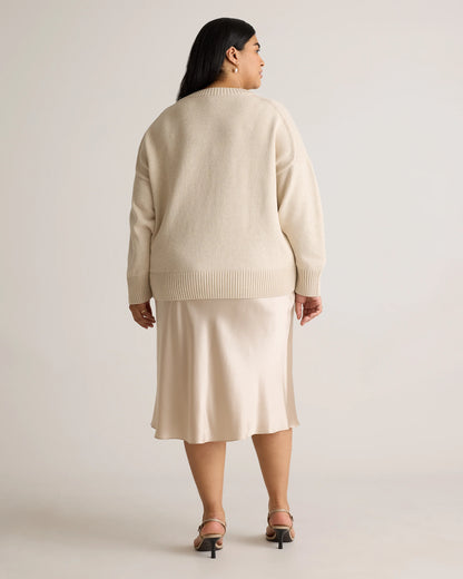 100% Organic Cotton Boyfriend Crew Sweater - 1X / Shell Pink